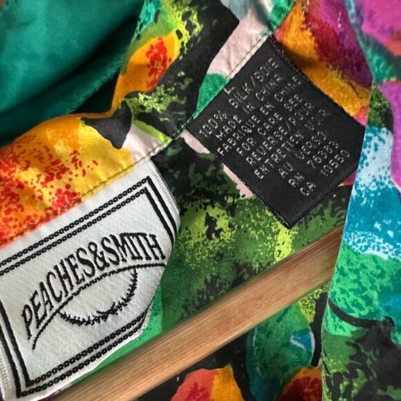 L 100% Silk Vintage Peaches & Smith Top - Picture 2 of 2